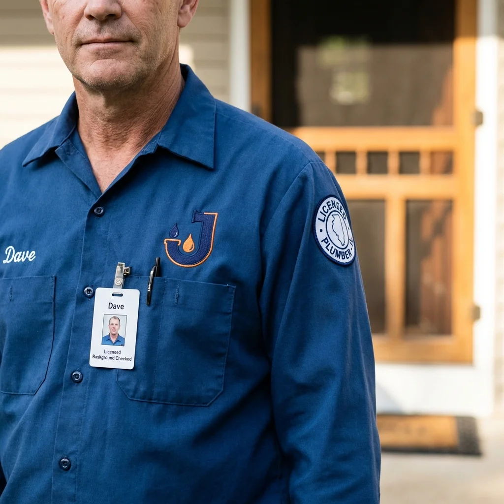 Licensed plumber showing ID badge in Kittitas, WA