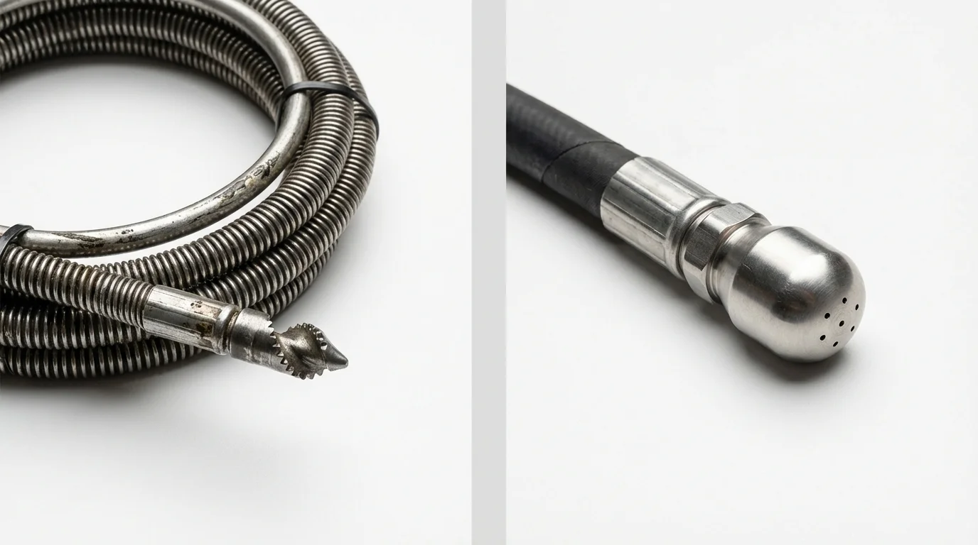 Drain snake cable and hydro jetting nozzle used for drain cleaning in Kittitas, WA