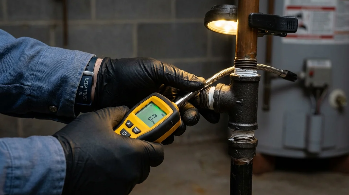 Gas leak detection with electronic sniffer by Johns Plumbing LLC in Kittitas