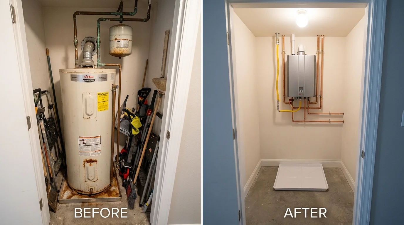 Tank water heater versus wall-mounted tankless unit comparison for Kittitas, WA homeowners