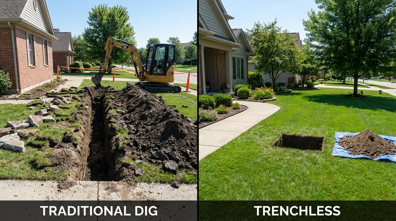 Trenchless sewer repair with minimal yard damage versus traditional excavation in Kittitas, WA